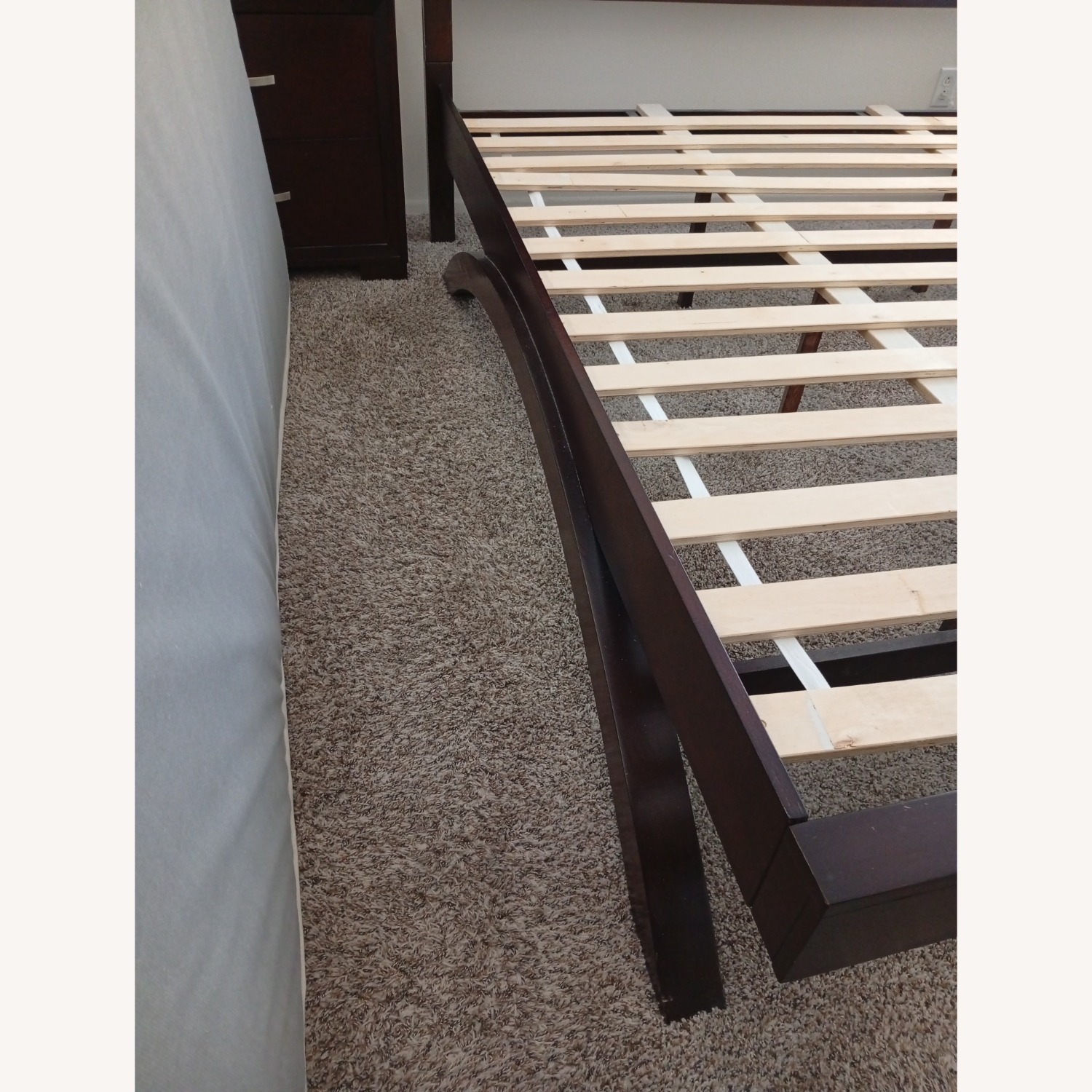 Dark Brown Wooden Sleigh Bed - image-7