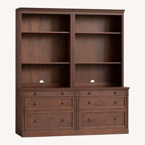 Used Pottery Barn Livingston Dark Brown Wood Wall Unit for sale on AptDeco
