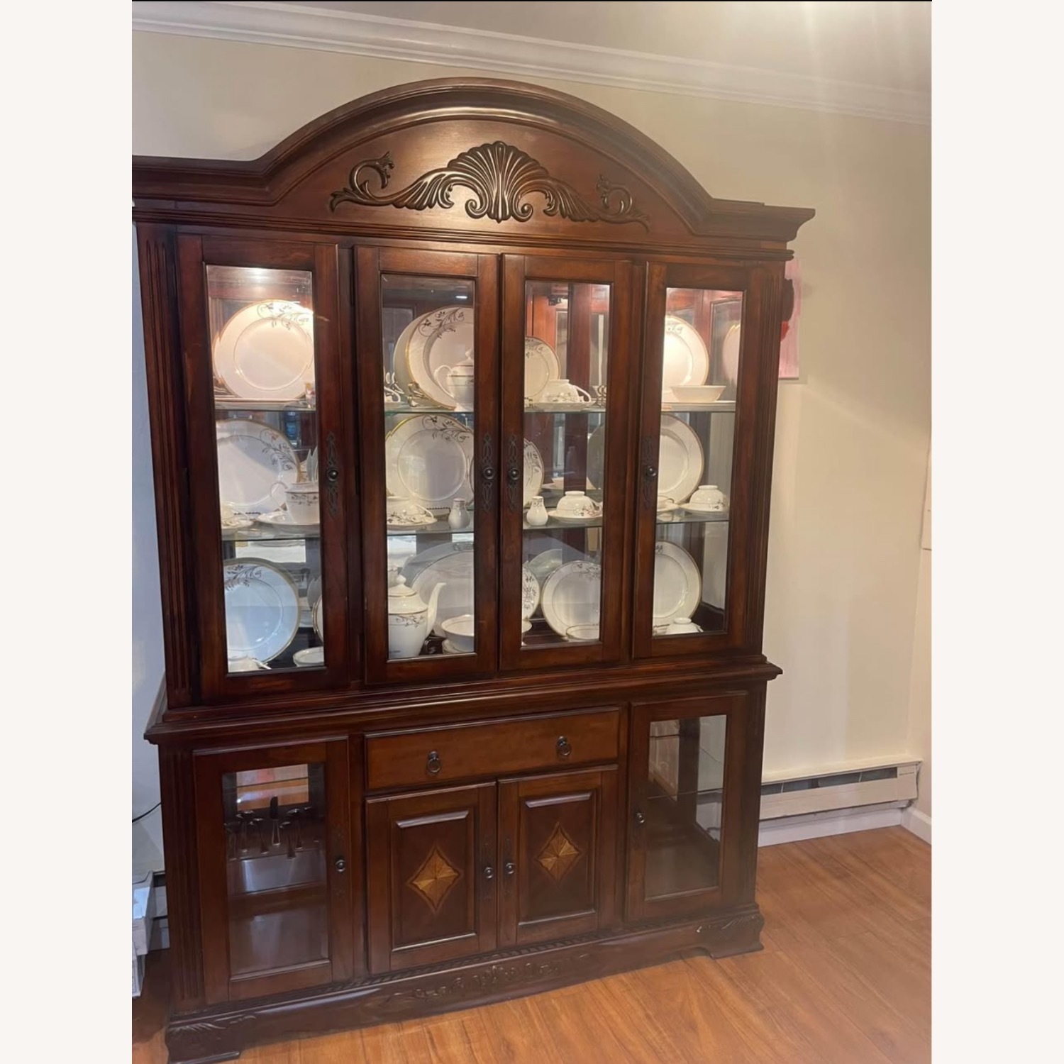 Mahogany Wood China Cabinet - image-1