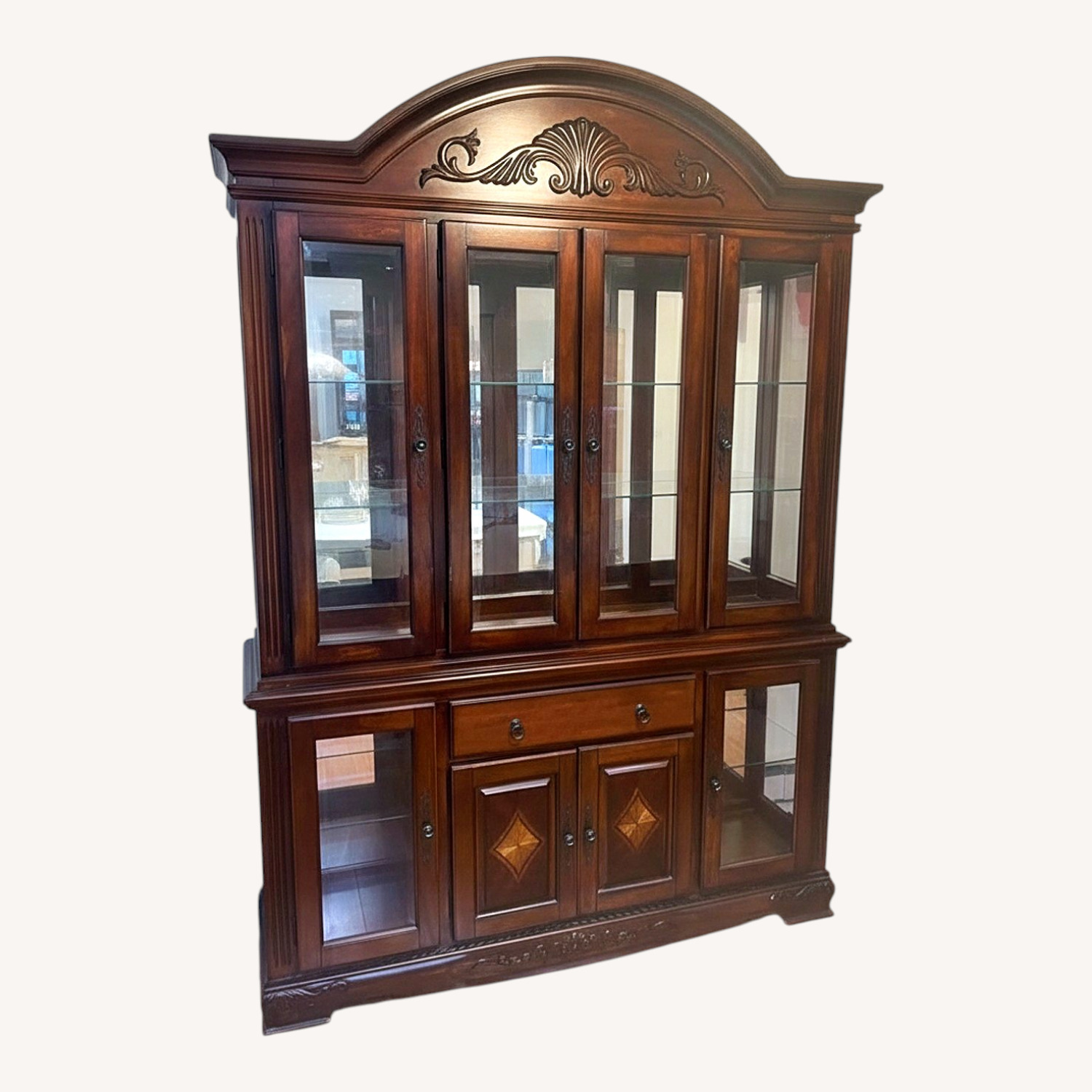 Mahogany Wood China Cabinet - image-0