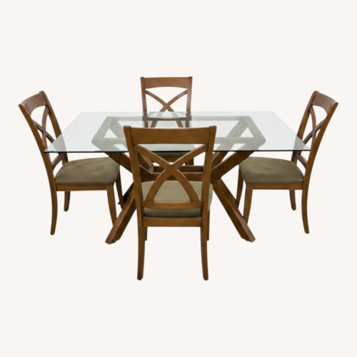 Used Green Glass Dining Set for sale on AptDeco