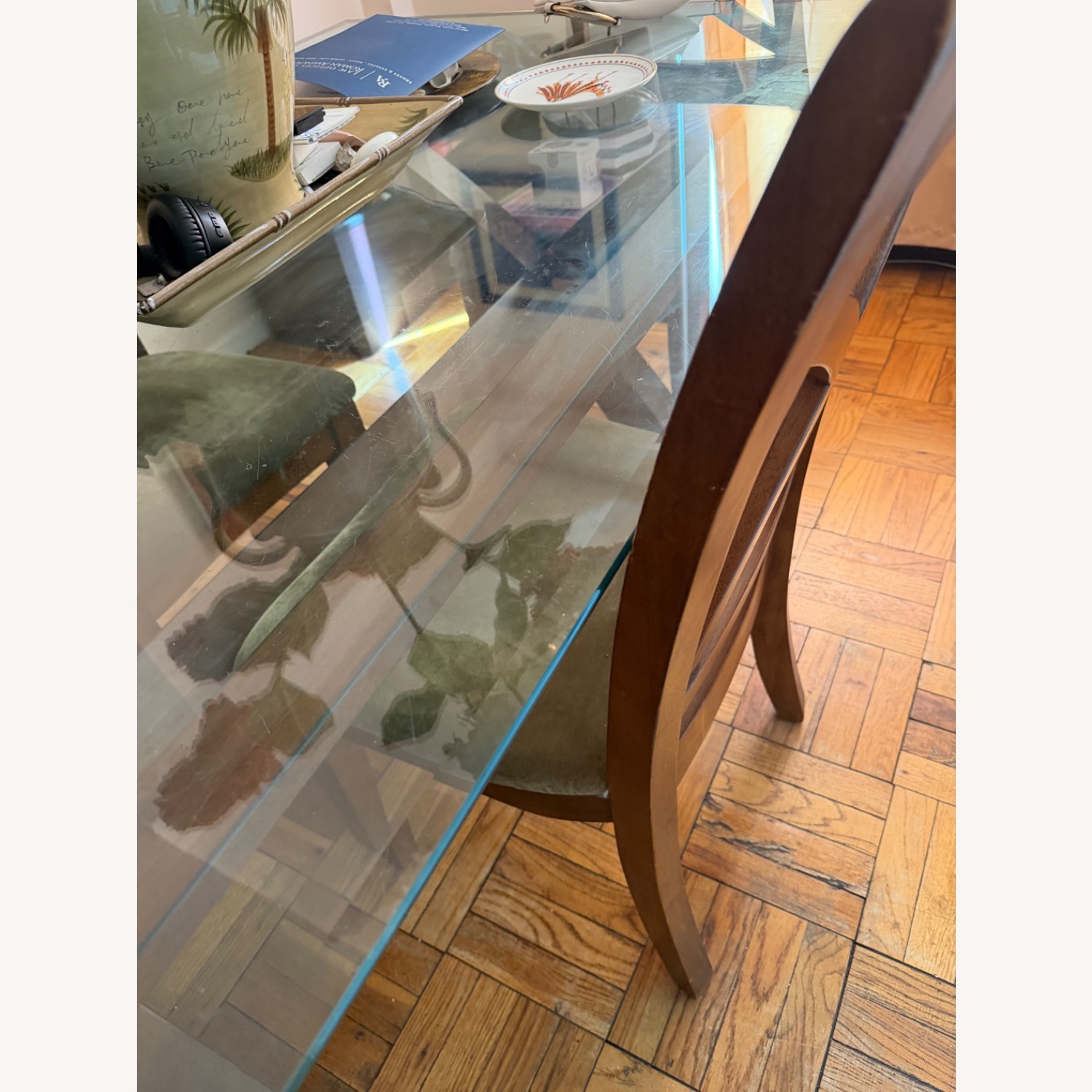 Green Glass Dining Set - image-4
