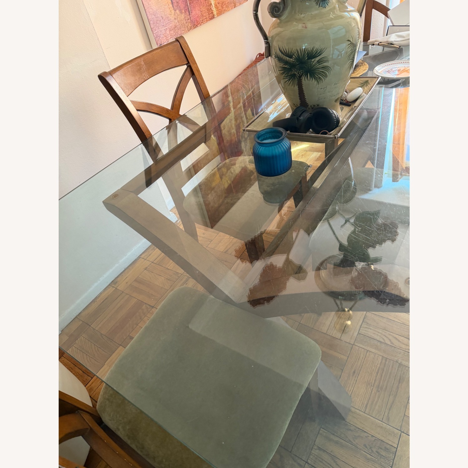 Green Glass Dining Set - image-1