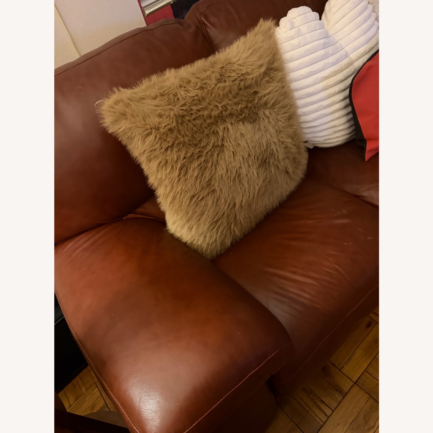 Macy's Brayna Dark Brown Leather 3+ Seater Sofa - image-4