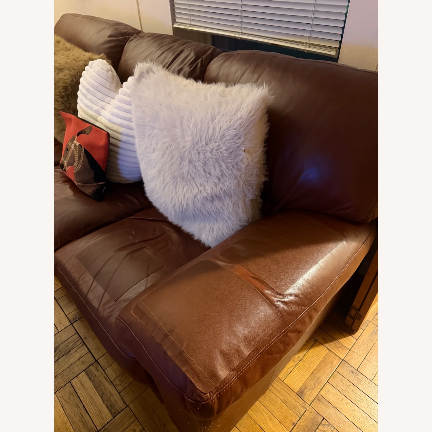 Macy's Brayna Dark Brown Leather 3+ Seater Sofa - image-2