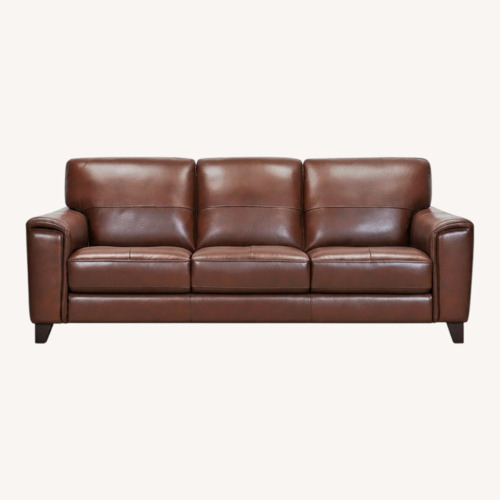 Used Macy's Brayna Dark Brown Leather 3+ Seater Sofa for sale on AptDeco