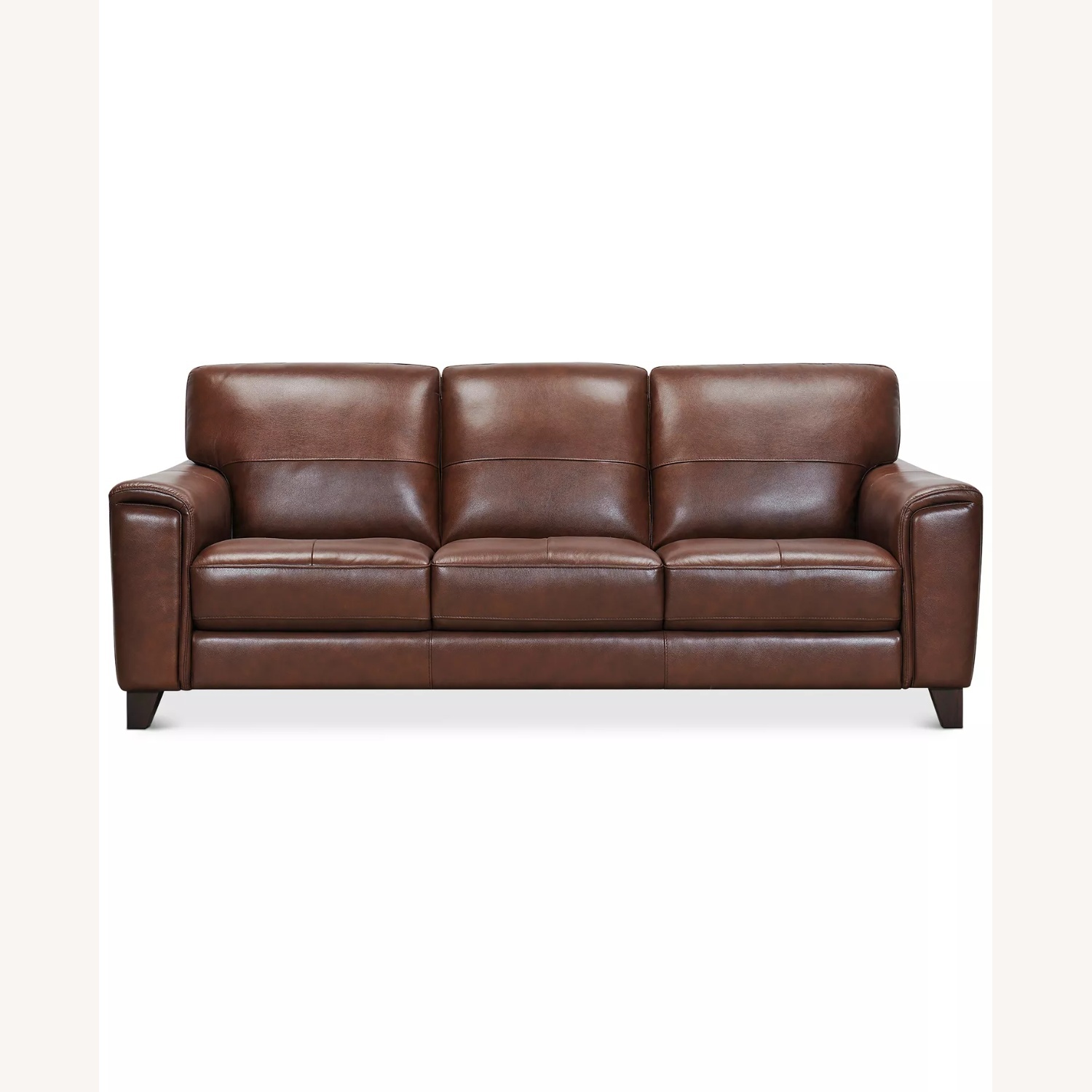 Macy's Brayna Dark Brown Leather 3+ Seater Sofa - image-6