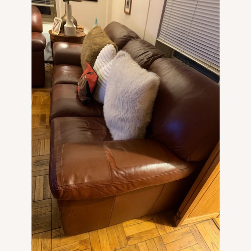 Used Macy's Brayna Dark Brown Leather 3+ Seater Sofa for sale on AptDeco