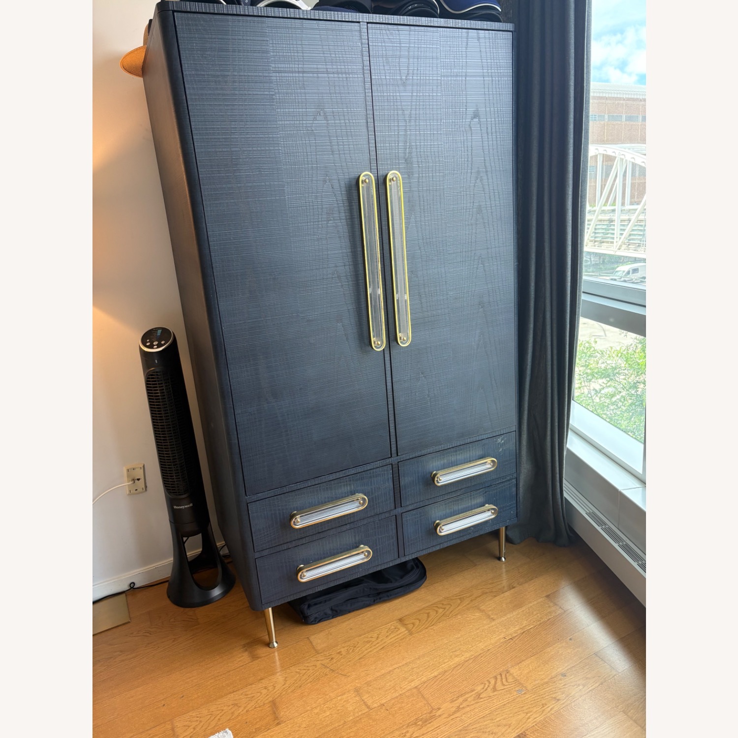 Anthropologie Odetta Blue Wood Armoire - image-2