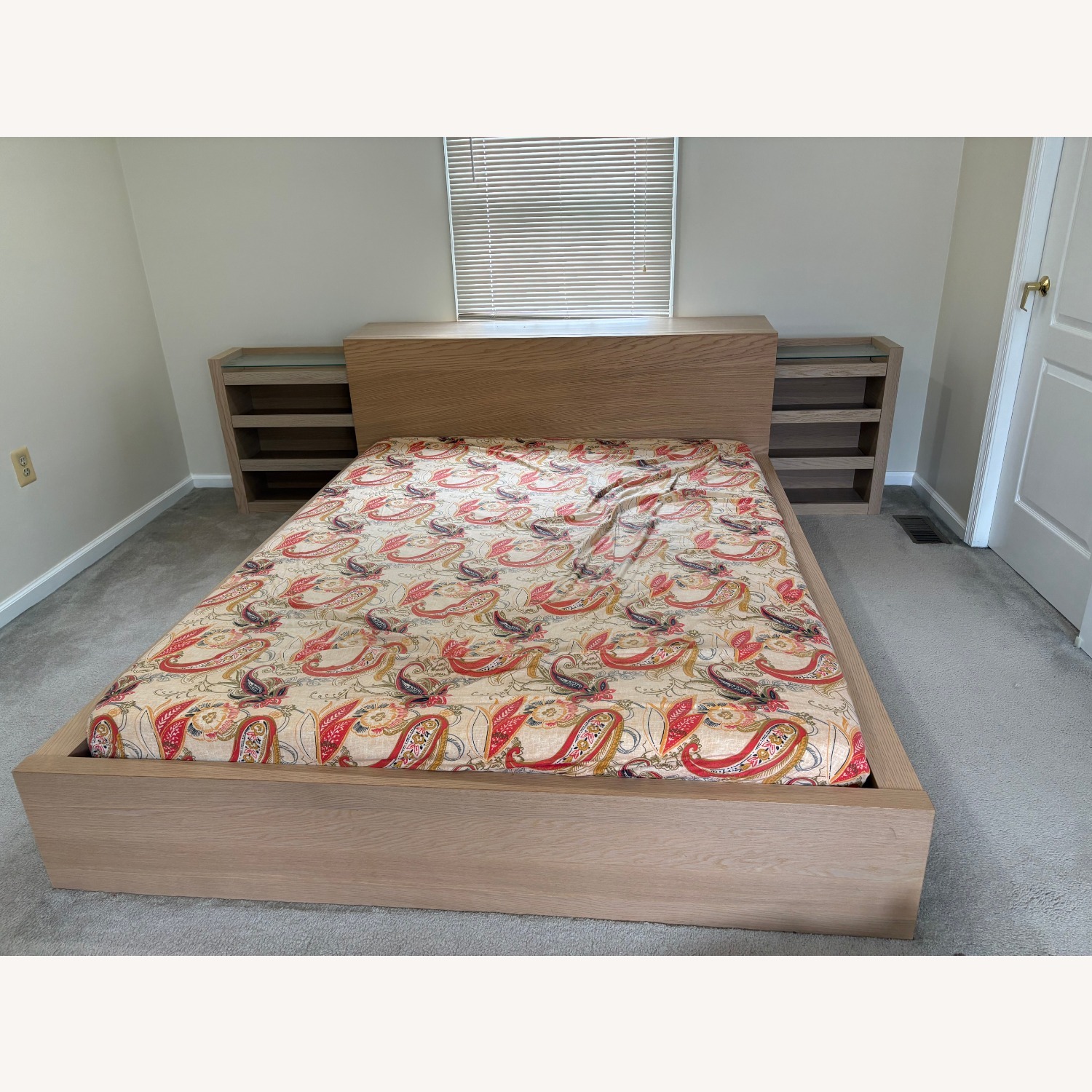 IKEA Bed with Sliding Storage and Headboard - image-1