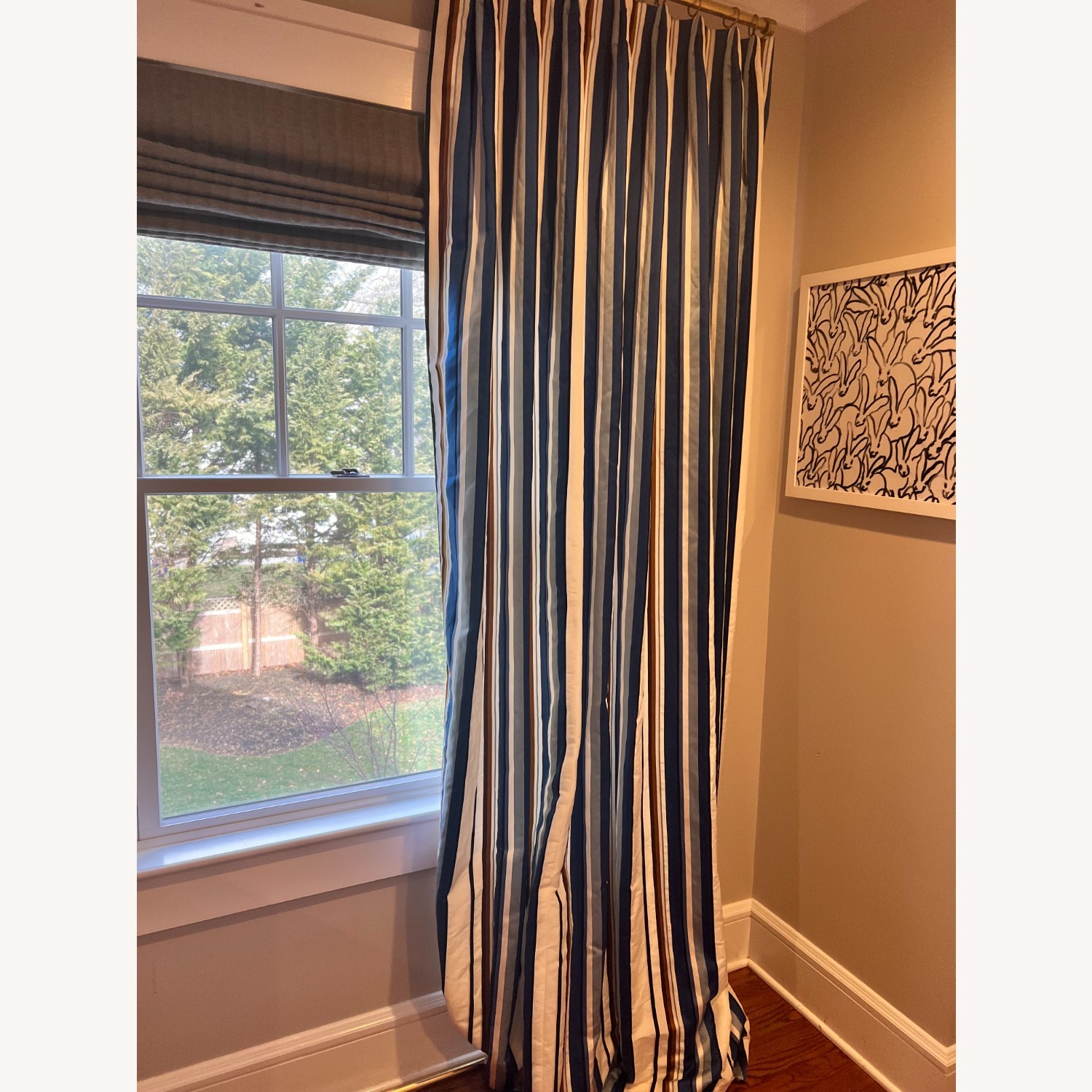Four Custom Silk Drapery Panels - image-1