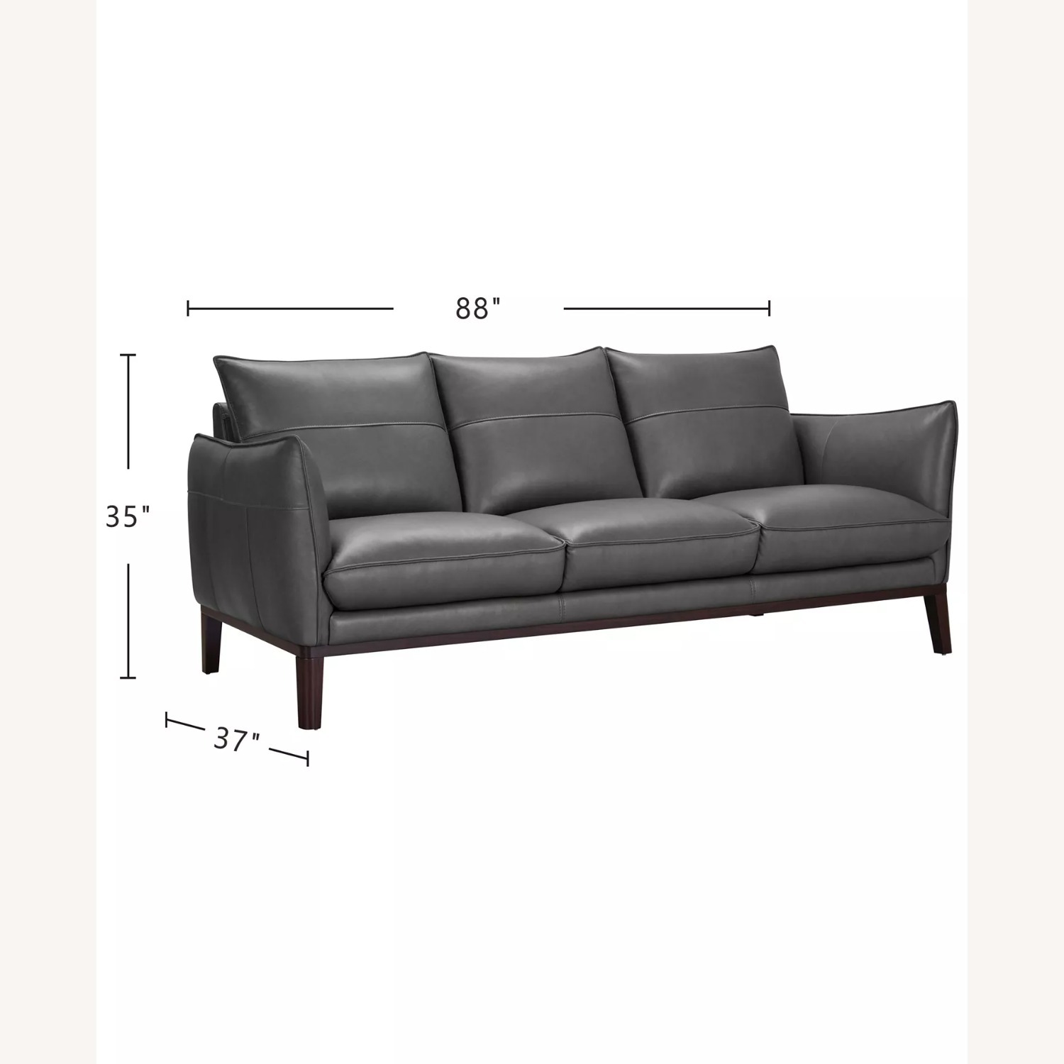 Macy's Dark Brown Kettner 88" Leather Sofa - image-1