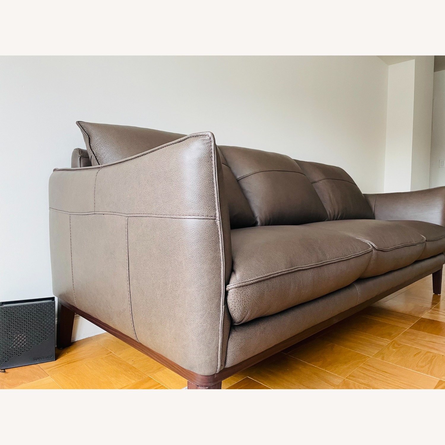 Macy's Dark Brown Kettner 88" Leather Sofa - image-4