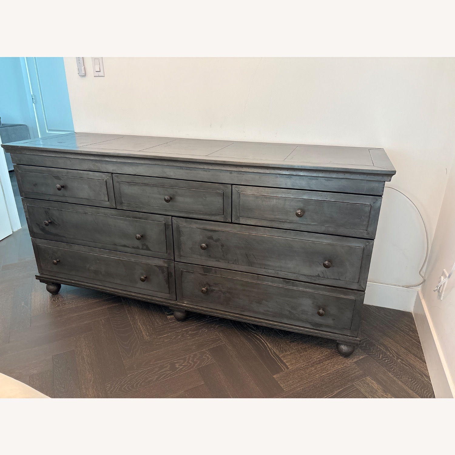 Restoration Hardware Dark Gray Annecy 7-drawer Metal Dresser - image-1