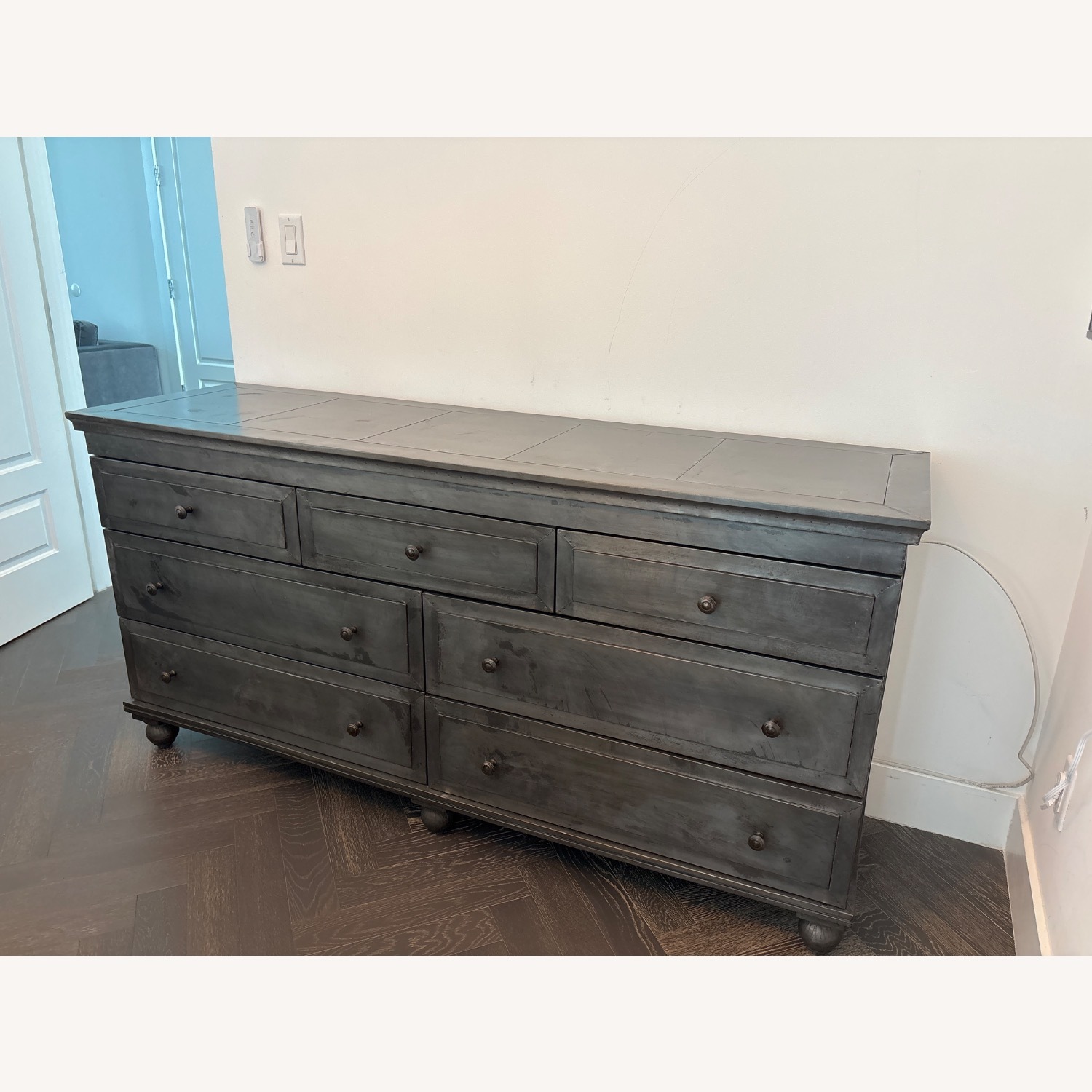Restoration Hardware Dark Gray Annecy 7-drawer Metal Dresser - image-4