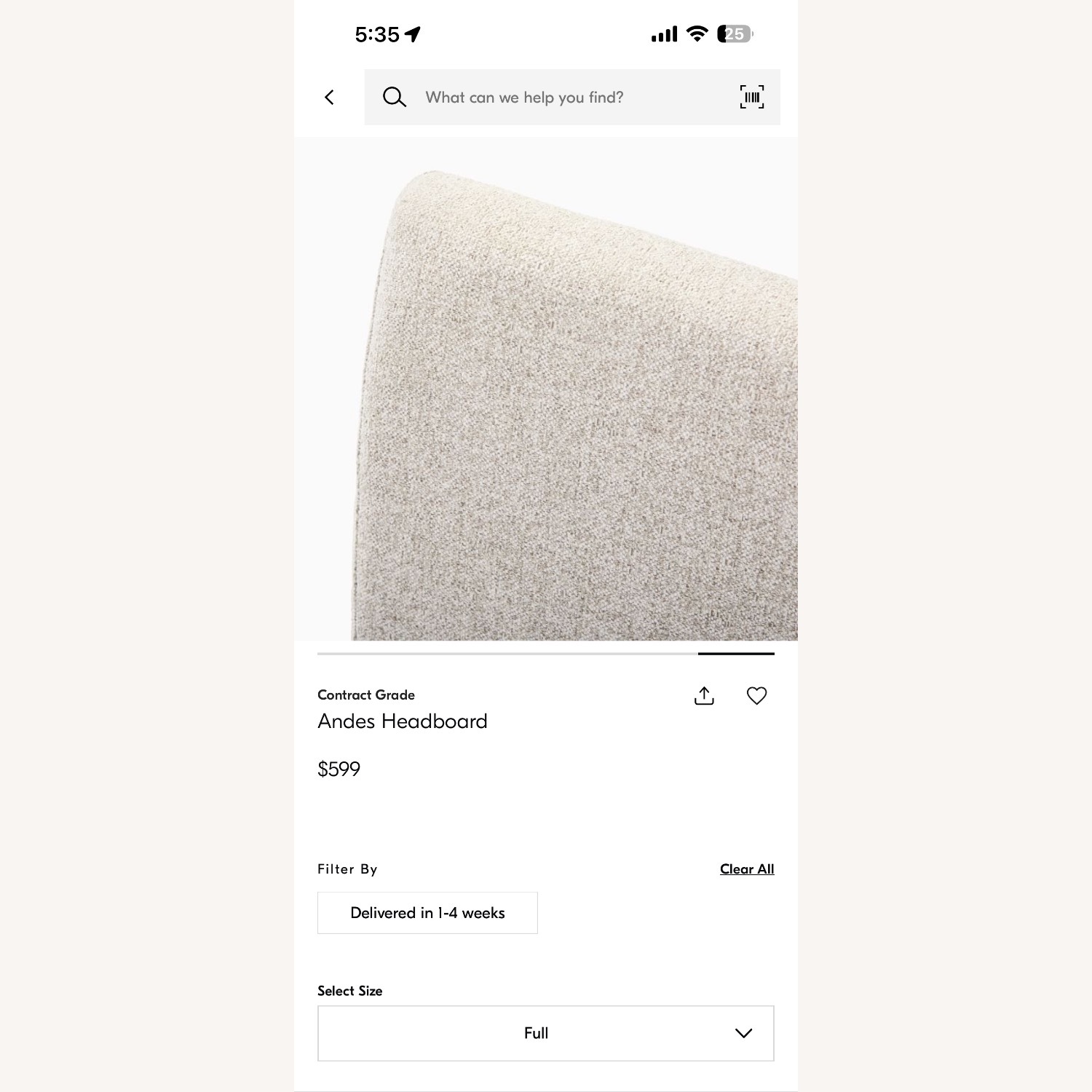 West Elm Andes Natural Fabric Headboard Size Full - image-3