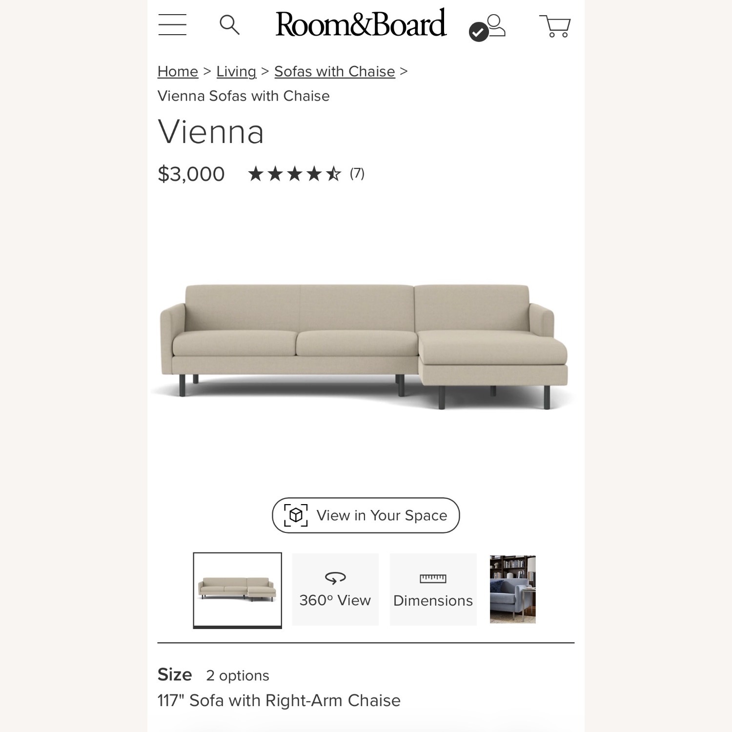 Room & Board Vienna Sofa with Chaise - image-4
