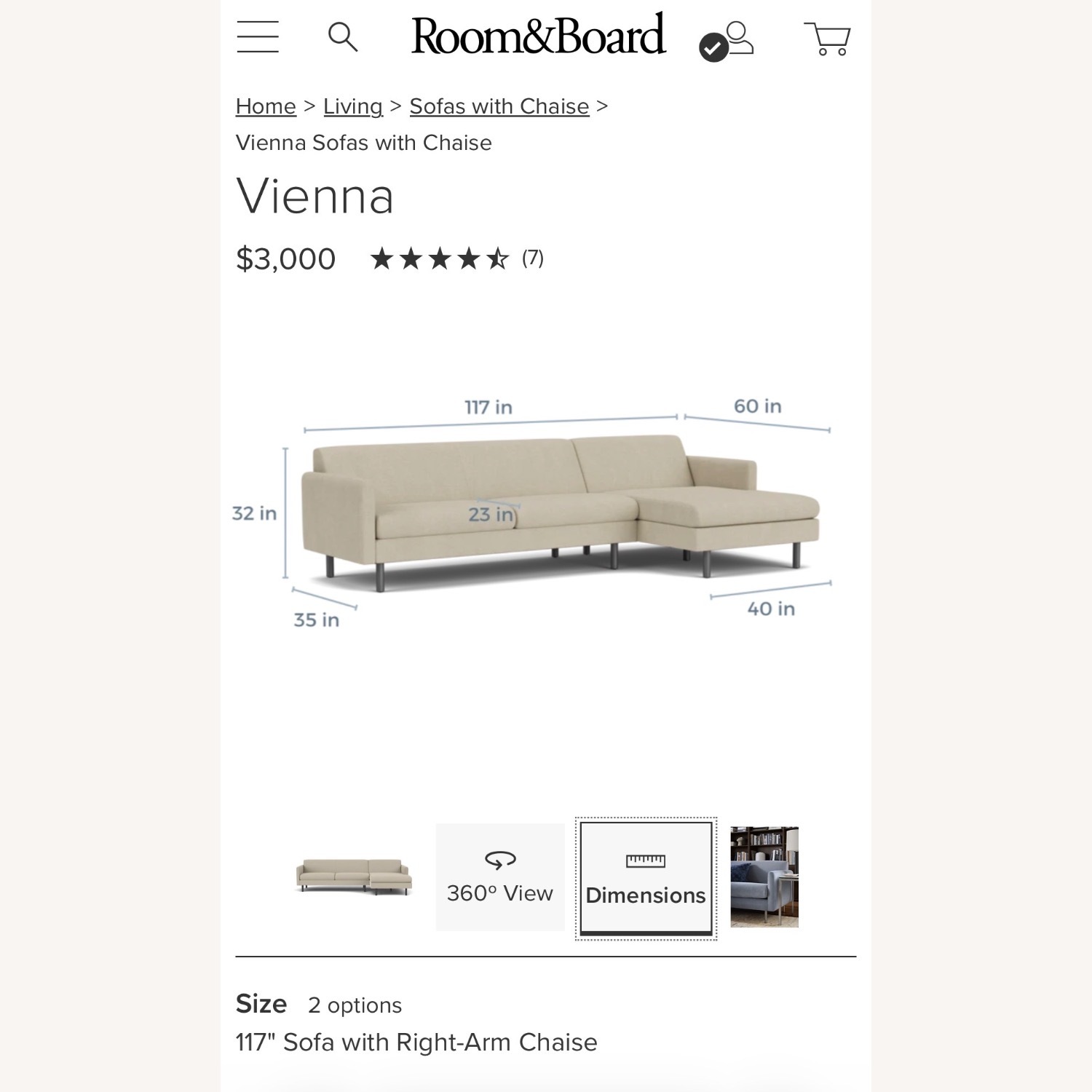 Room & Board Vienna Sofa with Chaise - image-5