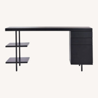 CB2 Stairway 3 Drawer Black Wood Desk W Shelves