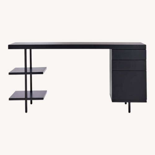 Used CB2 Stairway 3 Drawer Black Wood Desk W Shelves for sale on AptDeco