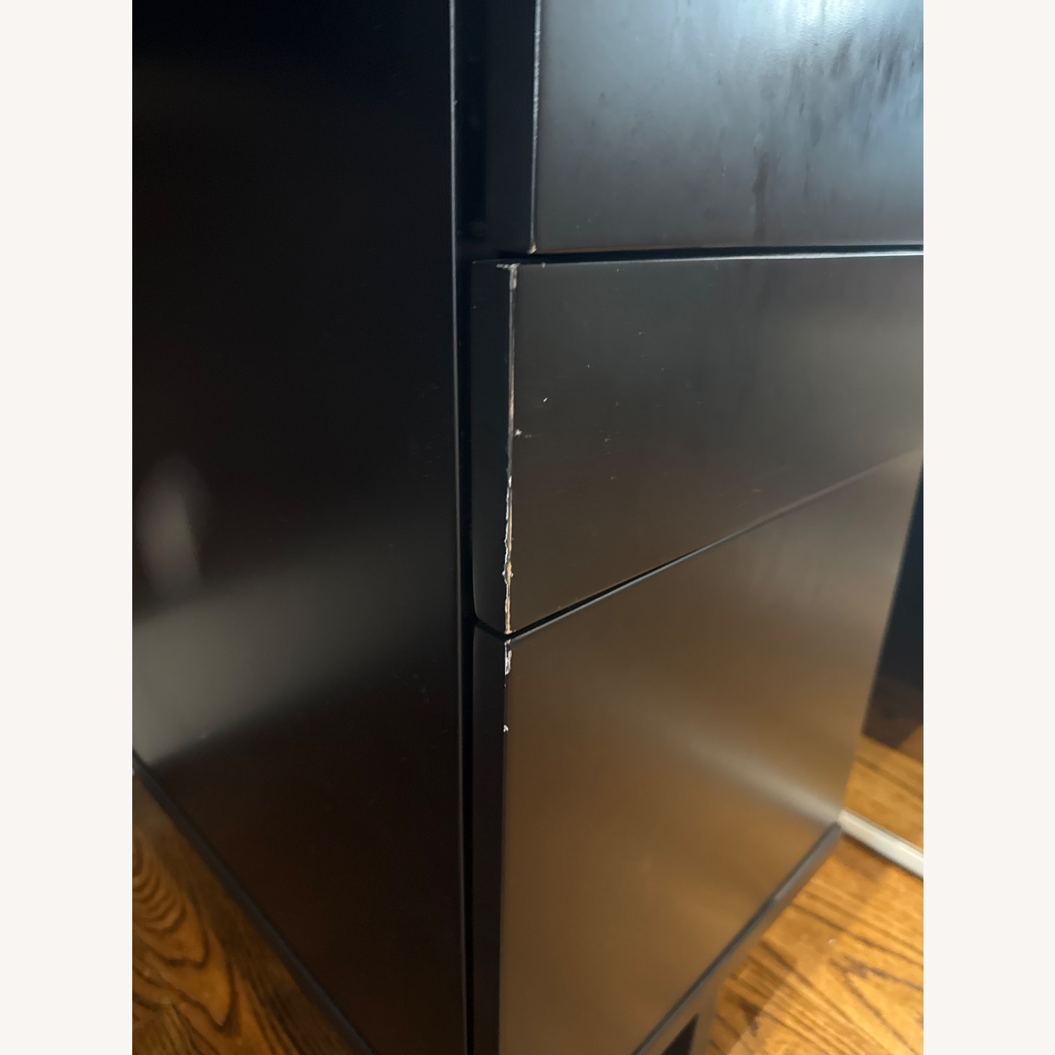 CB2 Stairway 3 Drawer Black Wood Desk W Shelves - image-1