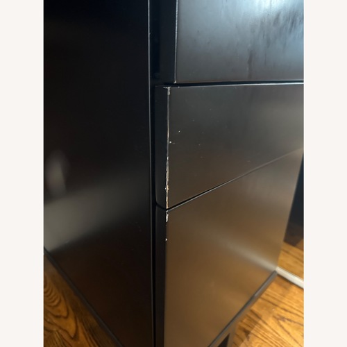 Used CB2 Stairway 3 Drawer Black Wood Desk W Shelves for sale on AptDeco