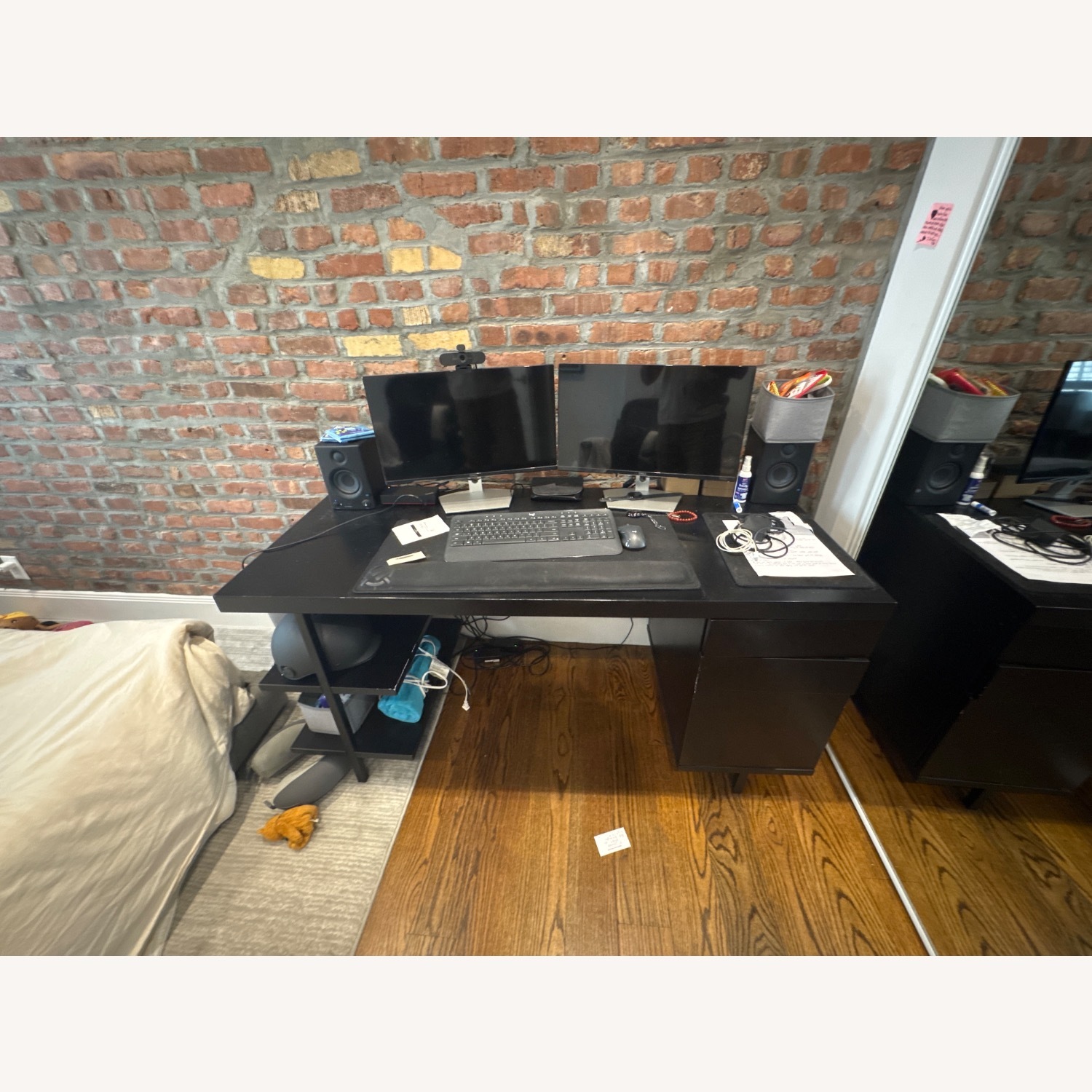 CB2 Stairway 3 Drawer Black Wood Desk W Shelves - image-3