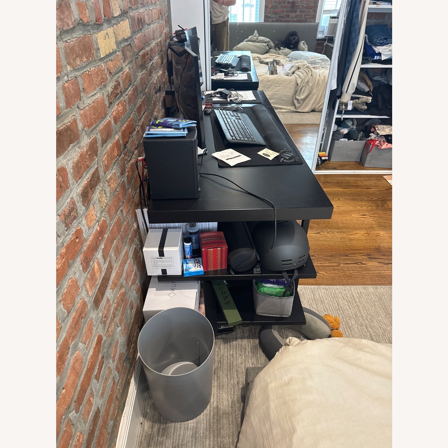 CB2 Stairway 3 Drawer Black Wood Desk W Shelves - image-4