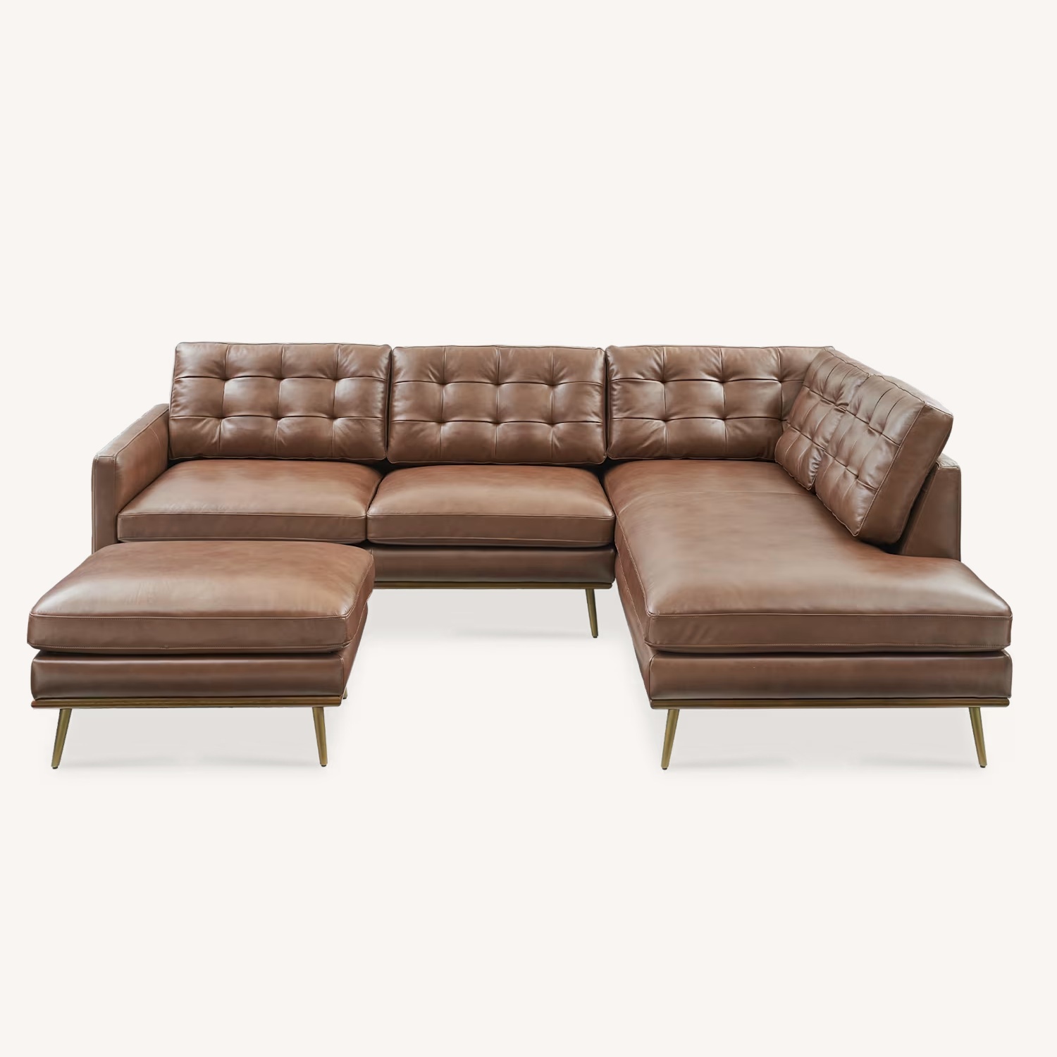 Castlery Isaac Dark Brown Leather 3+ Piece Sectional - image-4