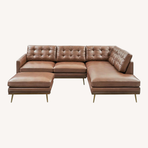 Used Castlery Isaac Dark Brown Leather 3+ Piece Sectional for sale on AptDeco