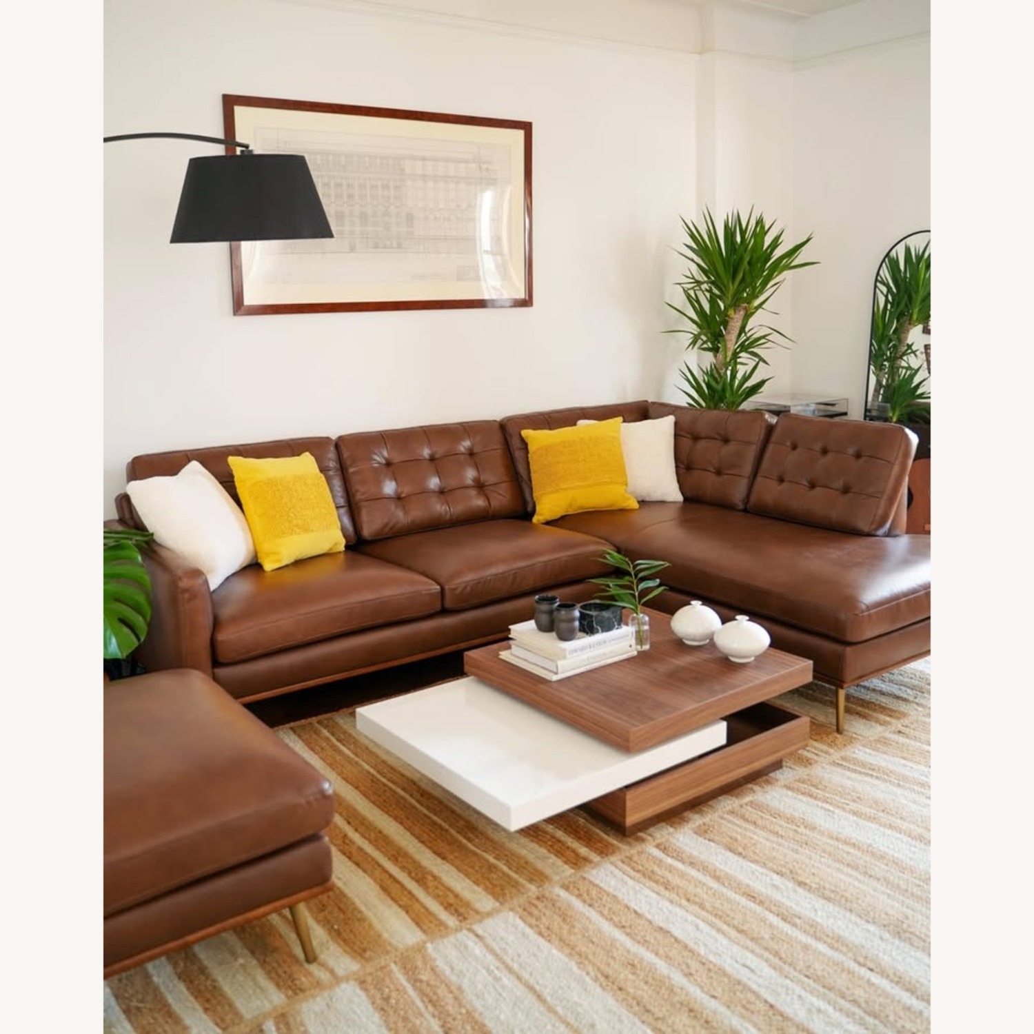 Castlery Isaac Dark Brown Leather 3+ Piece Sectional - image-1