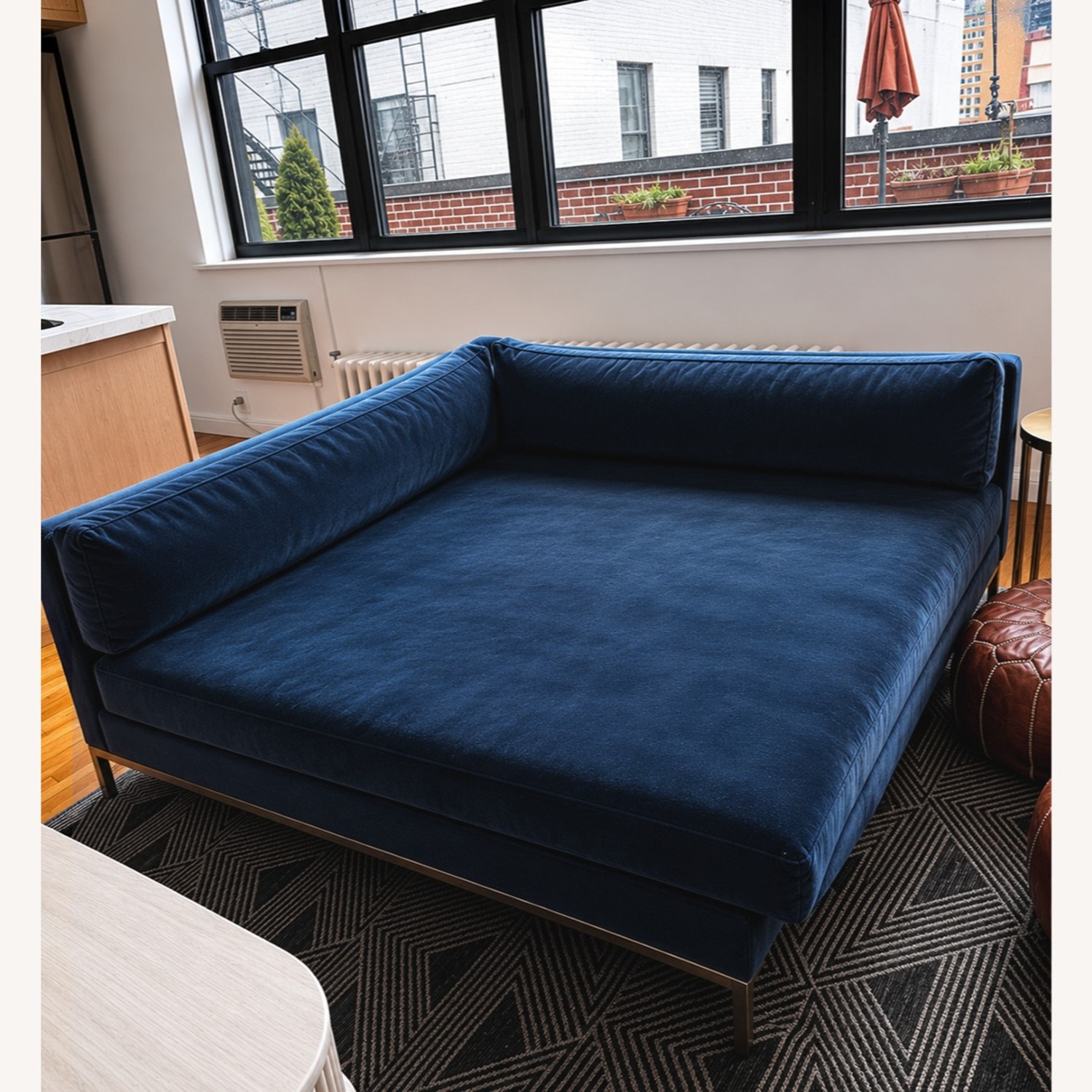 Z Gallerie Blue Fabric 2 Piece Sectional - image-2