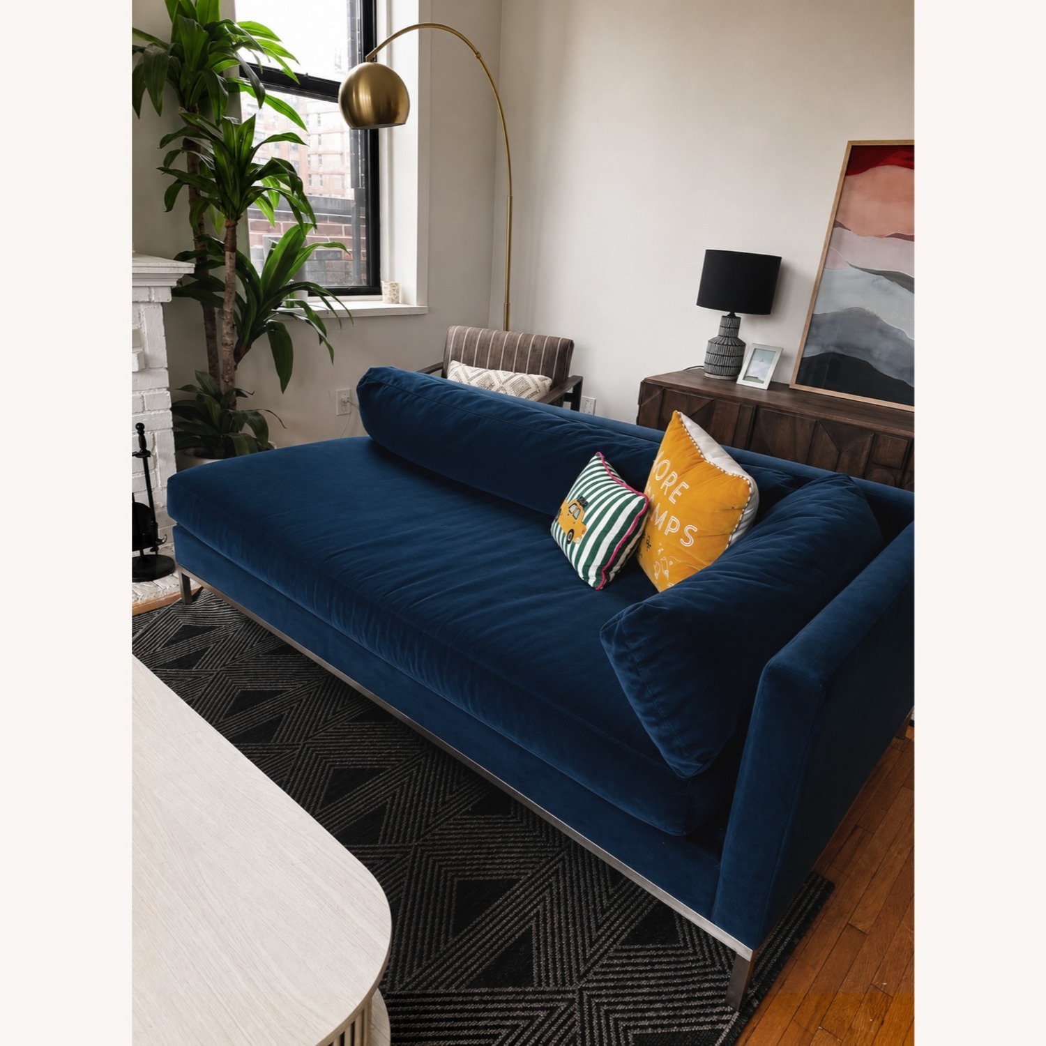 Z Gallerie Blue Fabric 2 Piece Sectional - image-4
