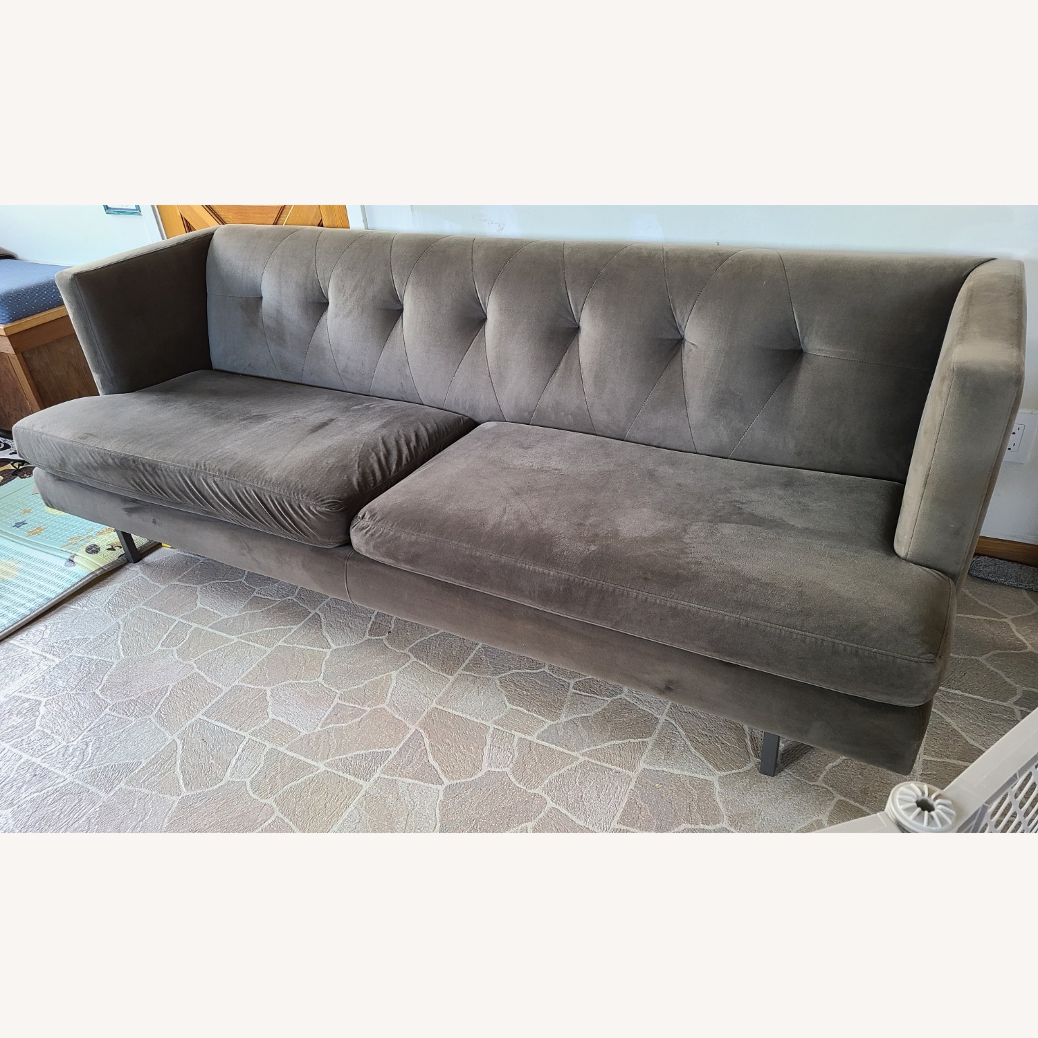 CB2 Avec Sofa Green Microsuede 2 Seater Sofa - image-2