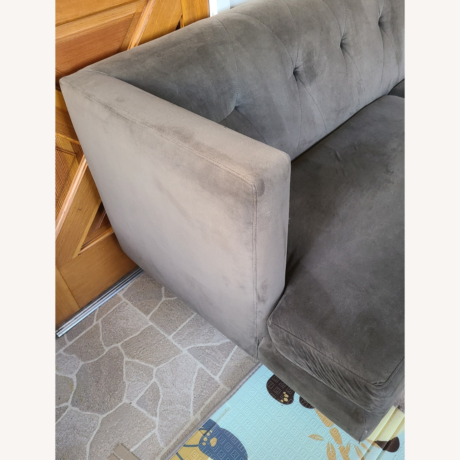 CB2 Avec Sofa Green Microsuede 2 Seater Sofa - image-4