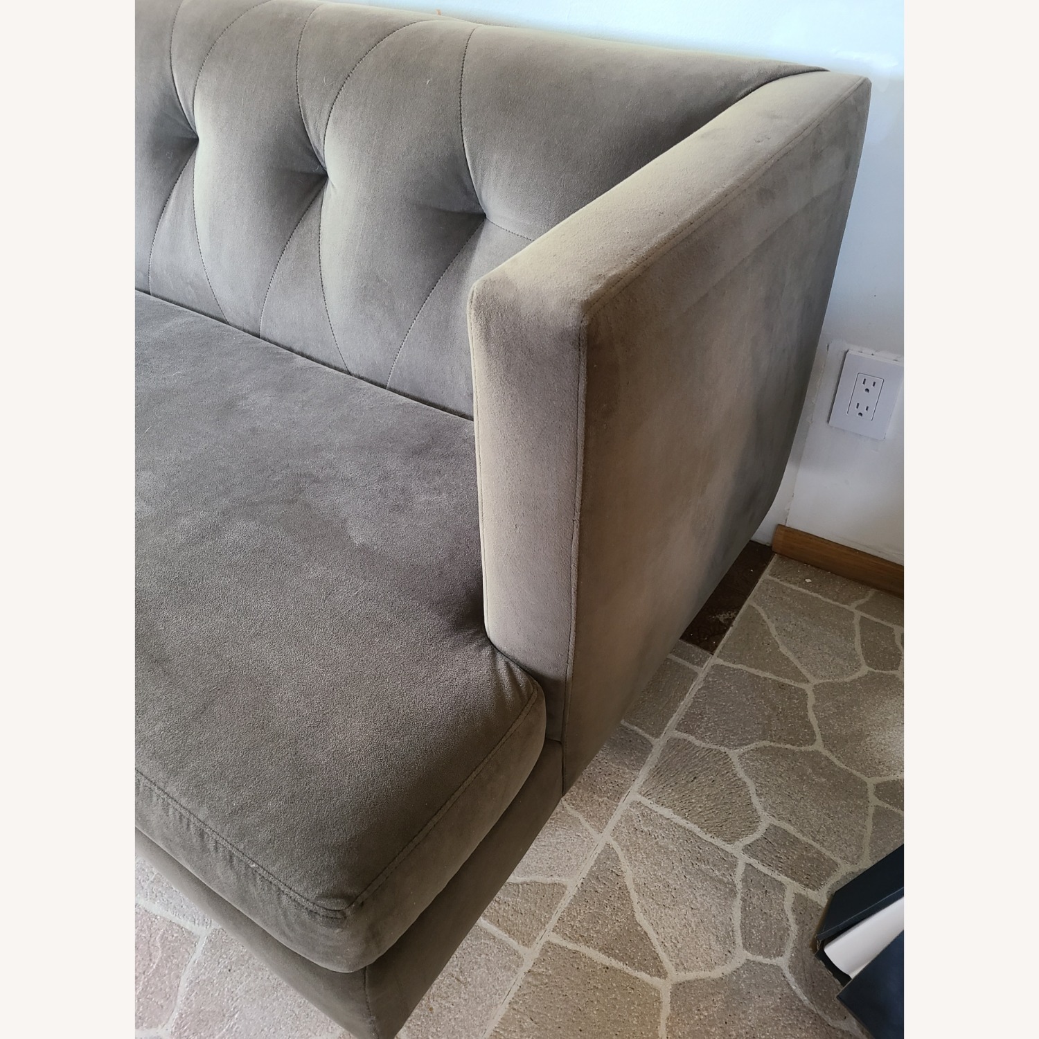 CB2 Avec Sofa Green Microsuede 2 Seater Sofa - image-3