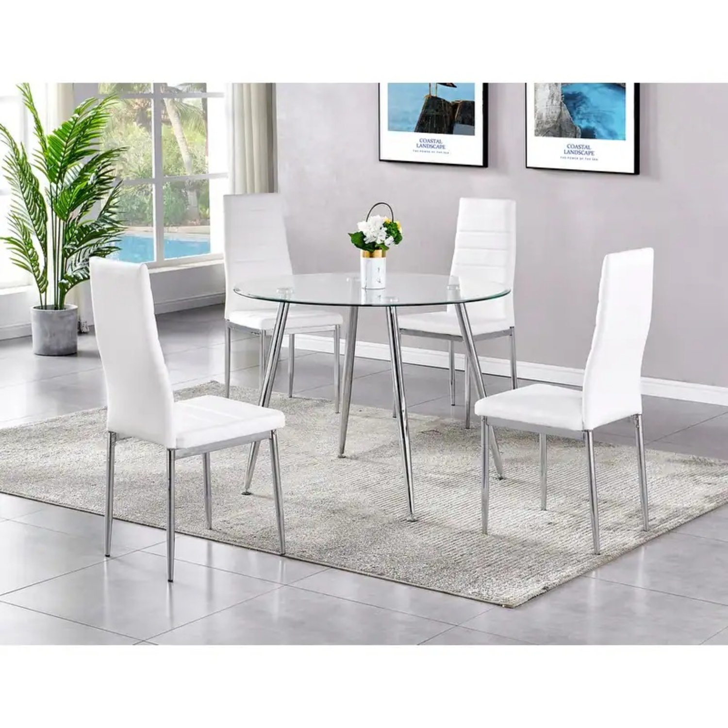 Round Glass 5-piece Dinette Set - image-5