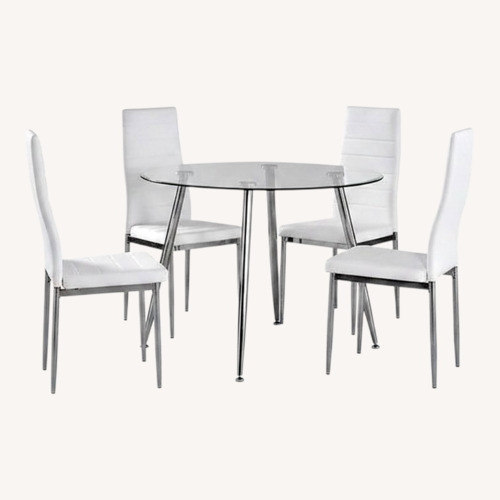 Used Round Glass 5-piece Dinette Set for sale on AptDeco