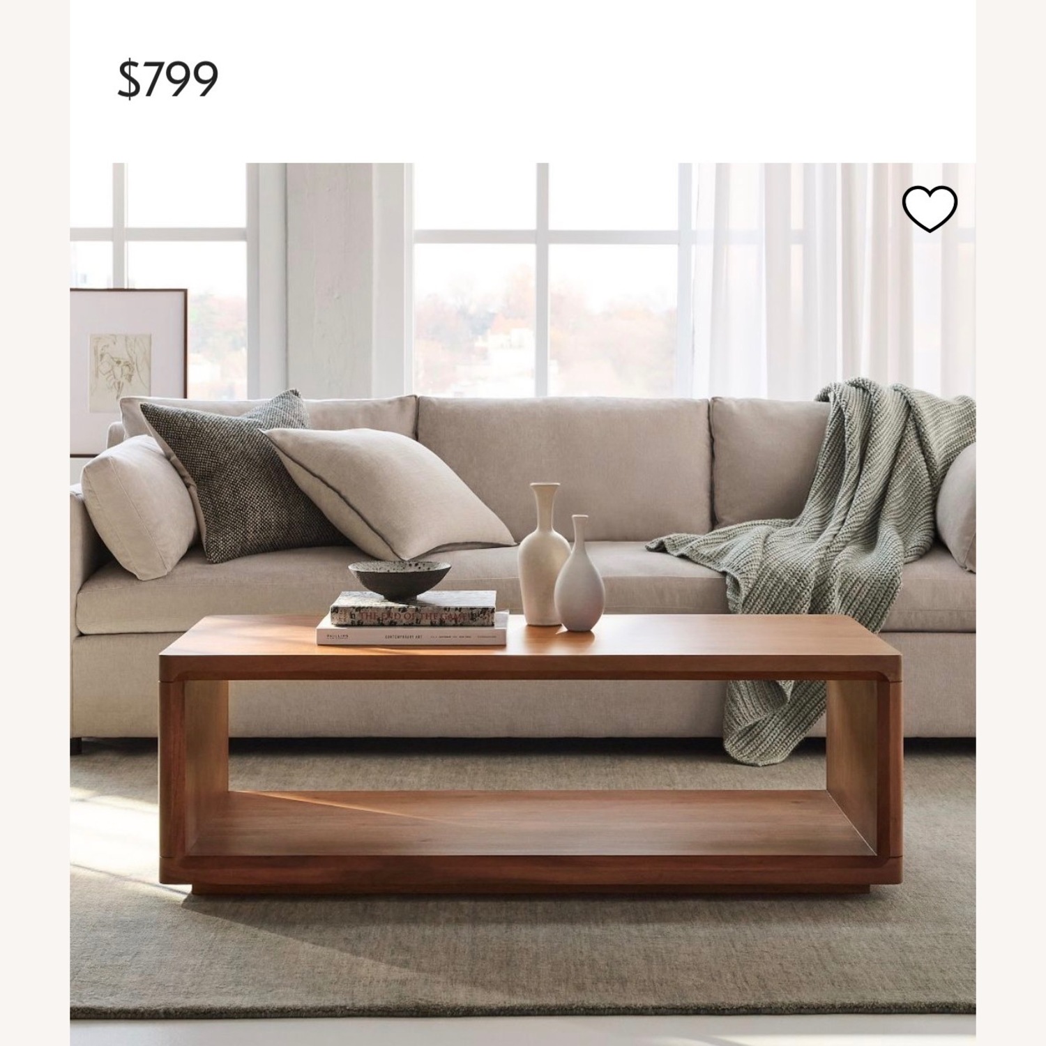 West Elm Calla Coffee Table, 48", Acacia Solid Russet Brown - image-2