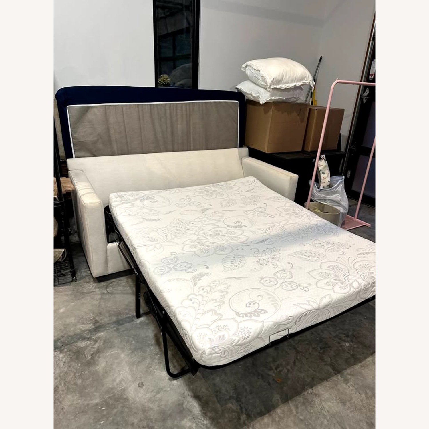 Crate & Barrel White Sleeper Sofa - image-3