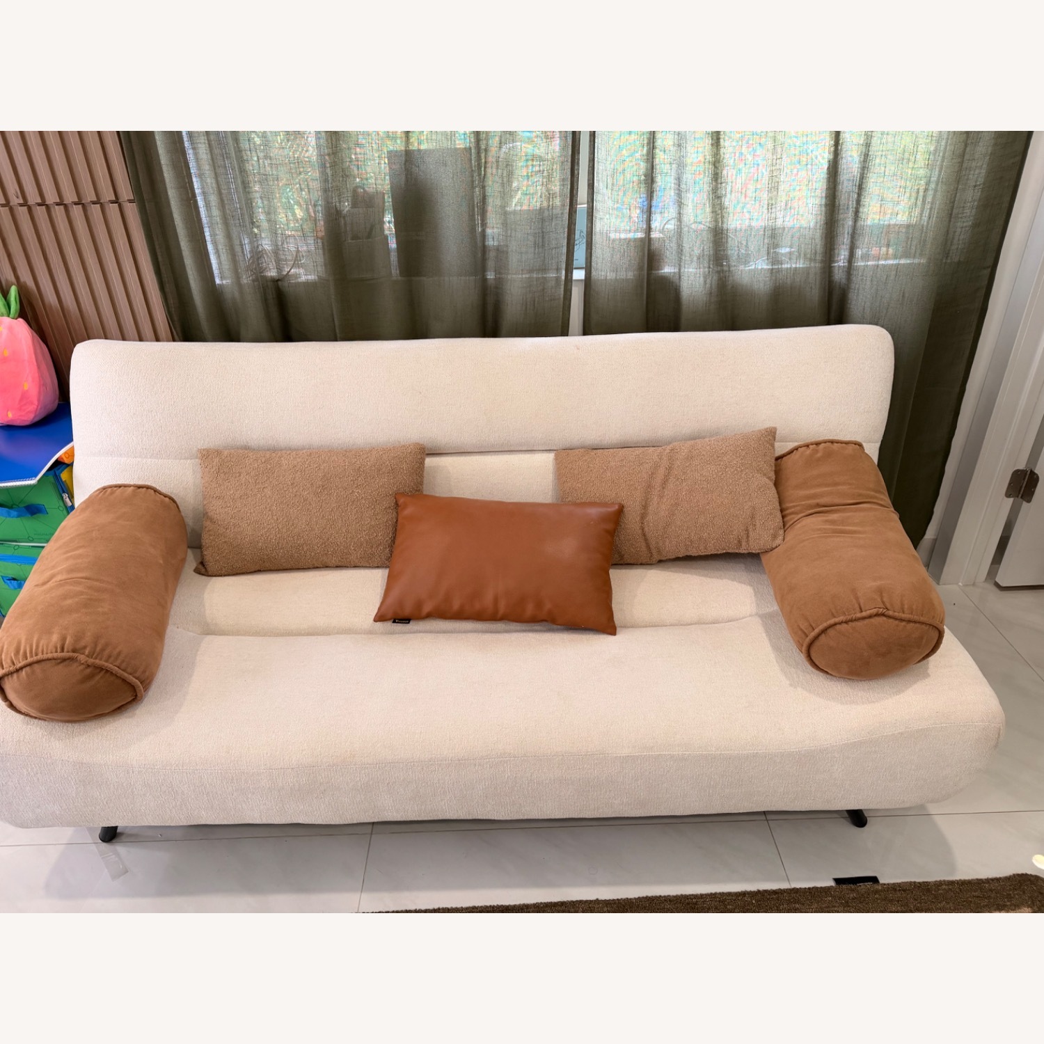 West Elm White Fabric Sleeper Sofa - image-1