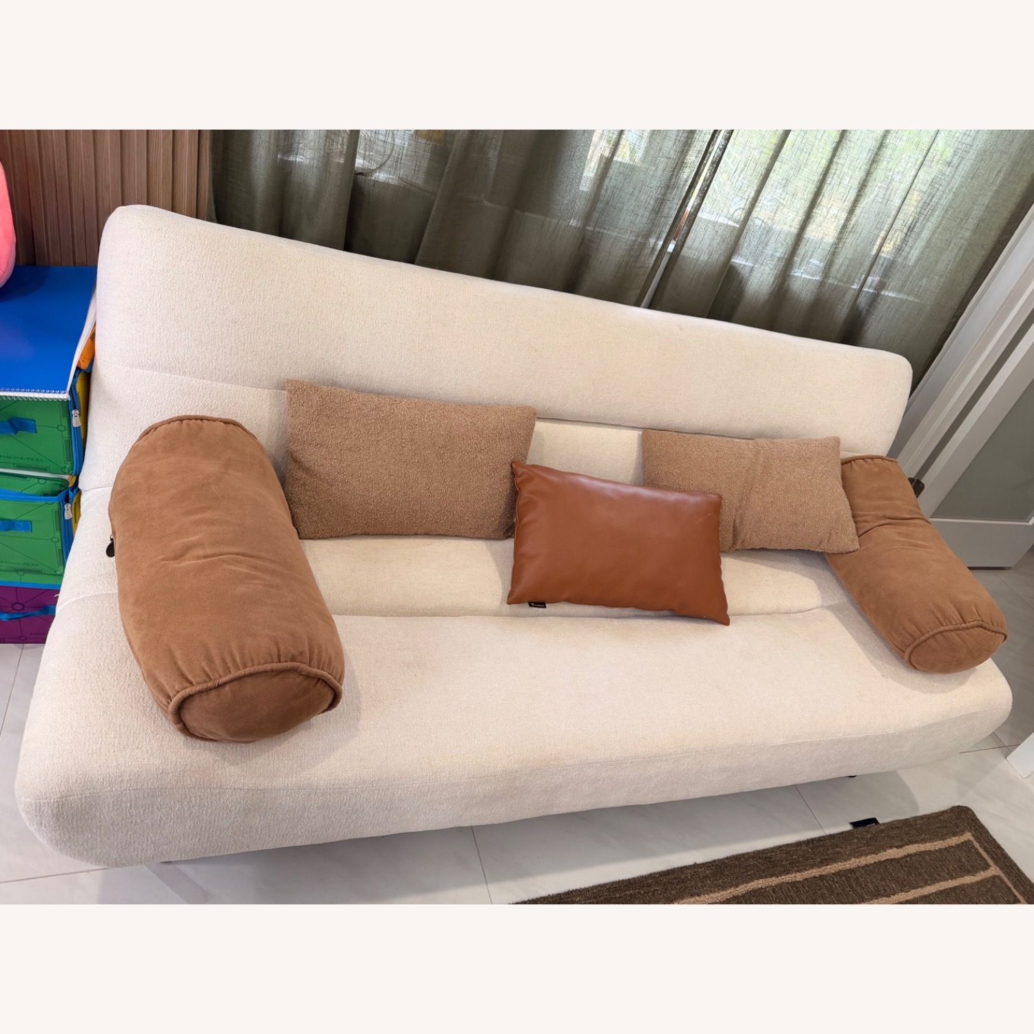 West Elm White Fabric Sleeper Sofa - image-3
