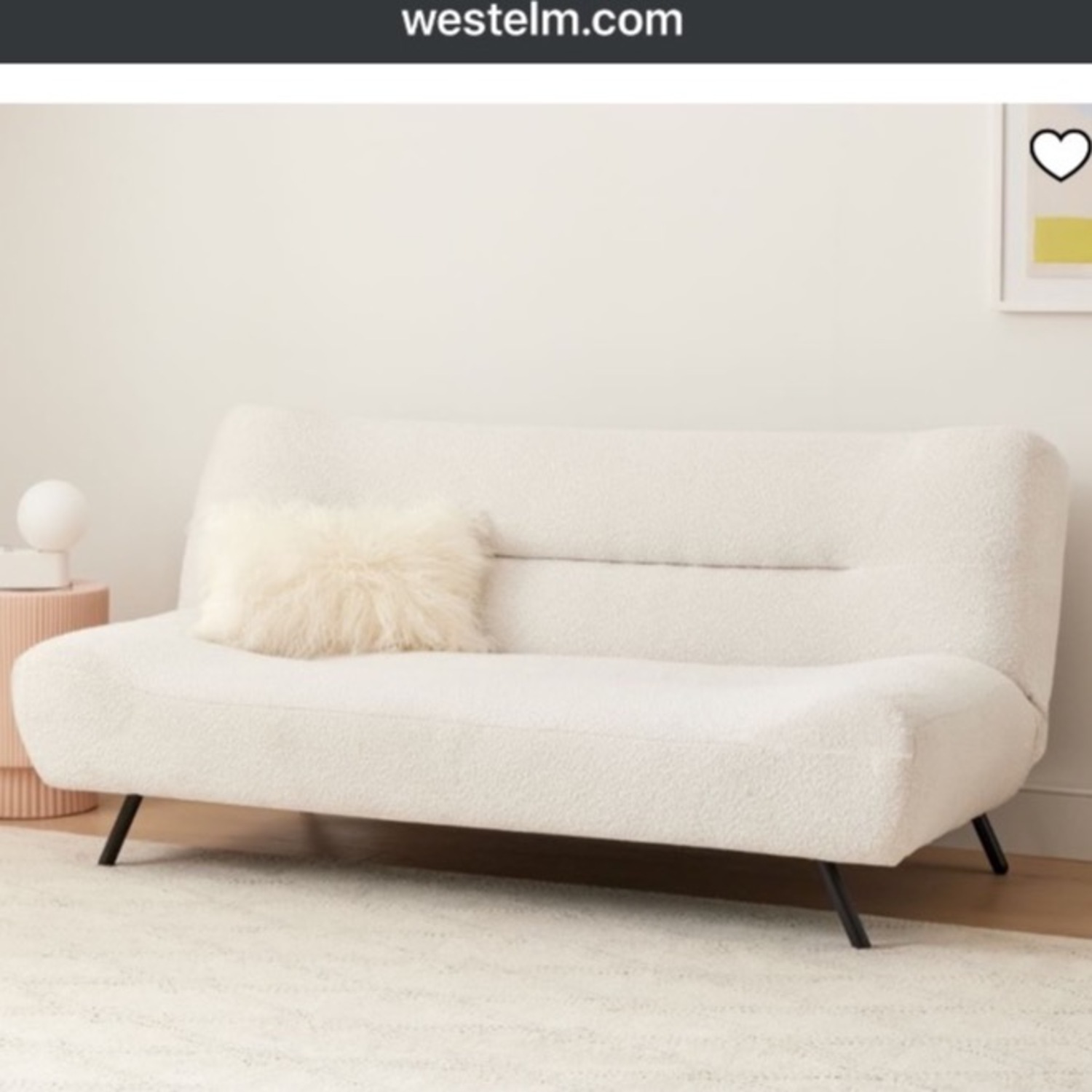 West Elm White Fabric Sleeper Sofa - image-7