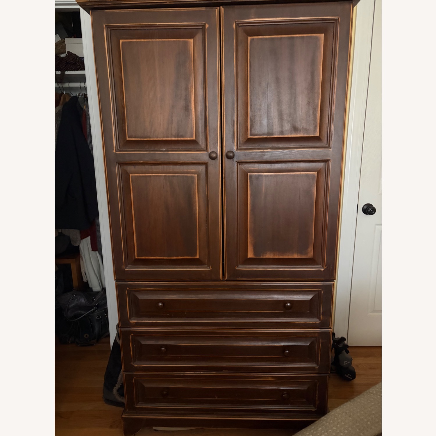 Gothic Cabinet Craft Espresso Stained Armoire - image-3