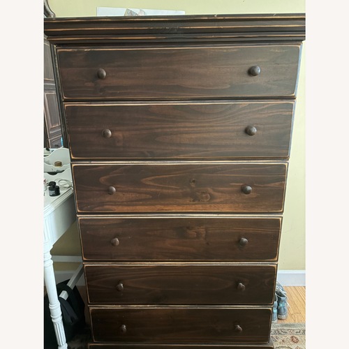 Used Gothic Cabinet Craft Dark Brown Wood Dresser for sale on AptDeco