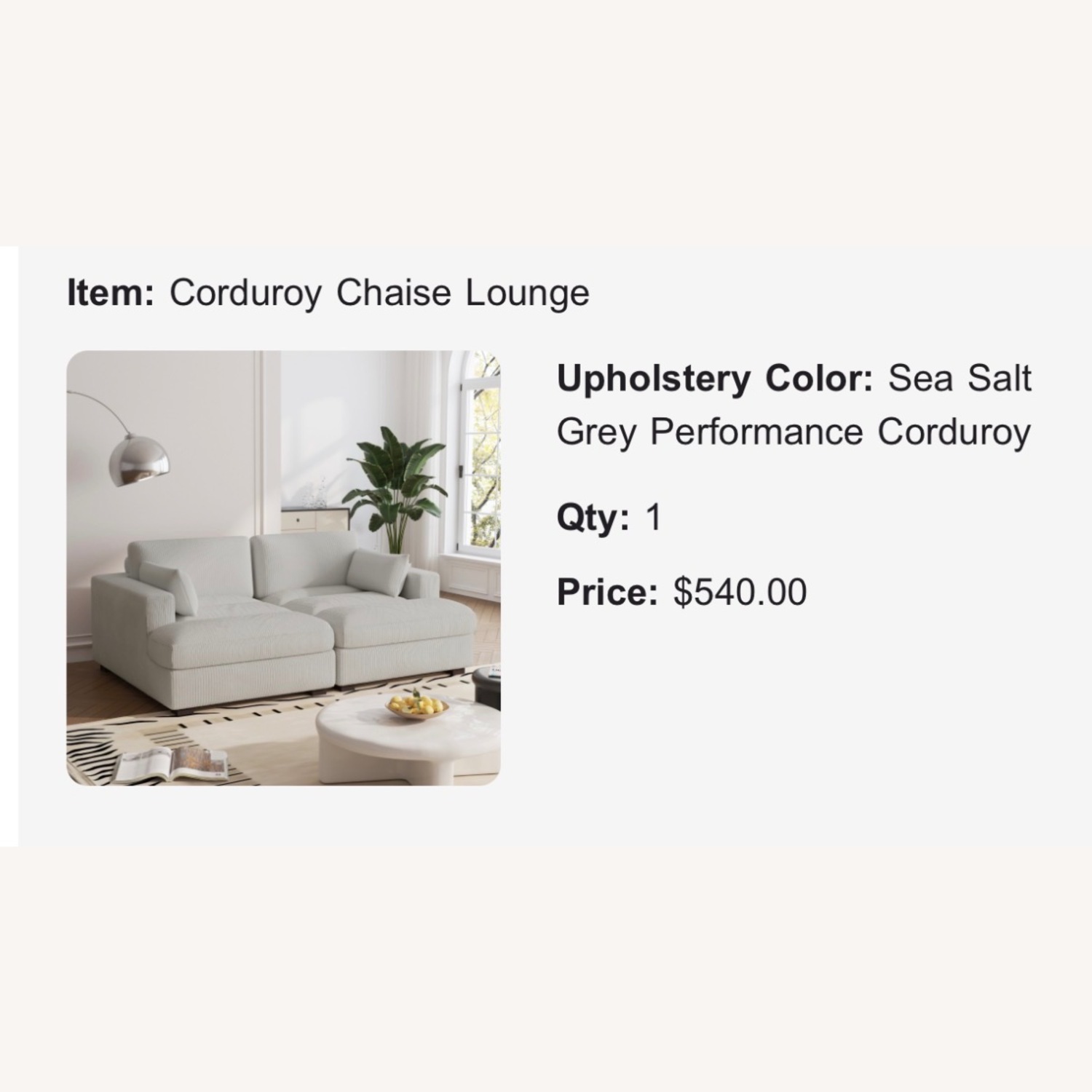 White Curdoroy Fabric Lounge Sofa - image-5