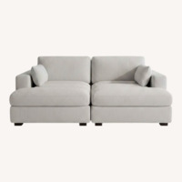 White Curdoroy Fabric Lounge Sofa