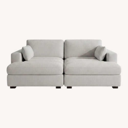 Used White Curdoroy Fabric Lounge Sofa for sale on AptDeco
