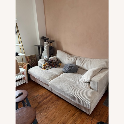 Used White Curdoroy Fabric Lounge Sofa for sale on AptDeco