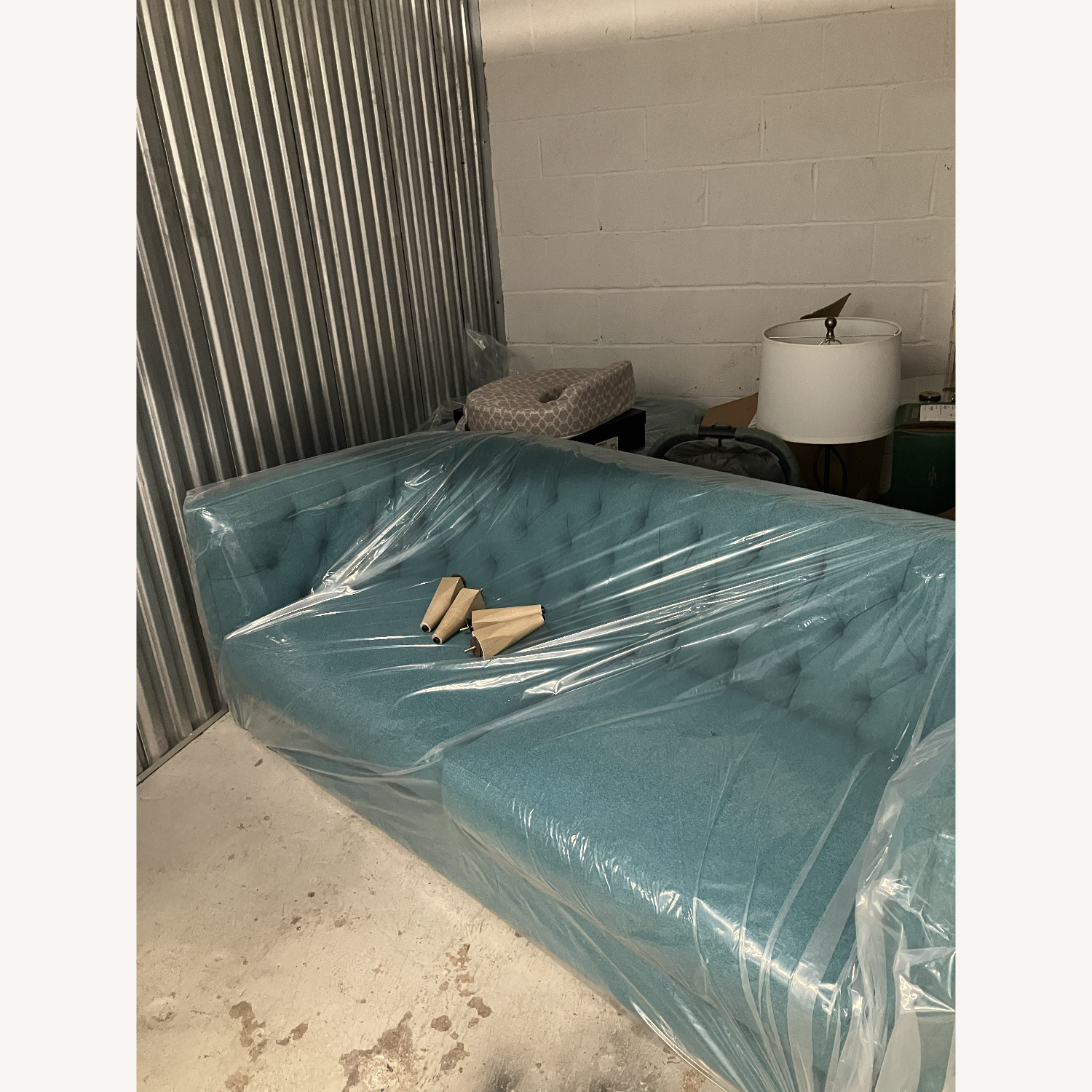 Anthropologie Andi Blue Fabric 3+ Seater Sofa - image-4
